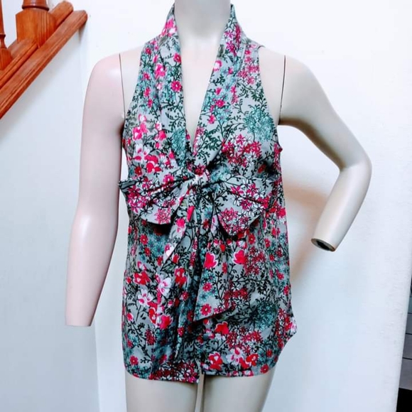 NWT Women's Old Navy Large Sleeveless Floral Top w/Bow - Picture 1 of 7